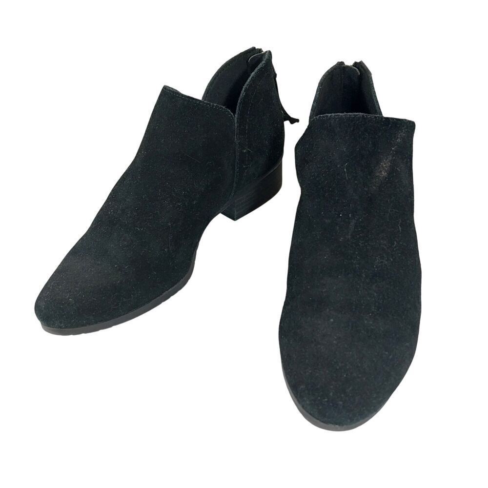 KENNETH COLE! REACTION BLACK GENUINE SUEDE LEATHER CHUNKY HEEL BOOTS! SZ 6.5M